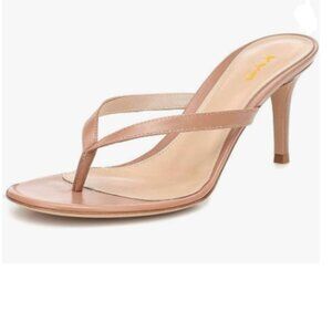 XYD Nude Thong Sandals Mid Heel Flip Flops Open Toe Daily Wearing Slippers